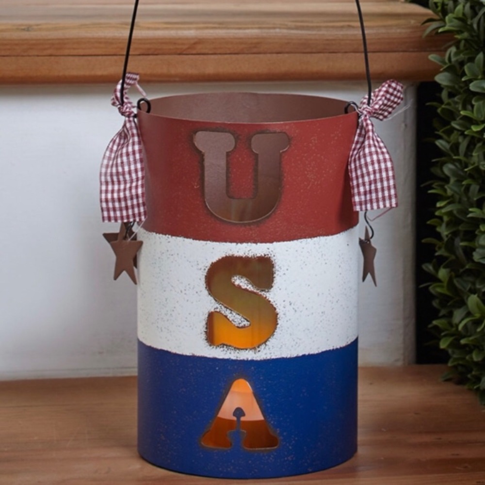 🇺🇸2 Patriotic Farmhouse Candle Lanterns 🇺🇸